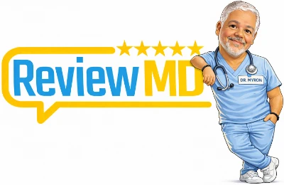 Cropped Dr. Myron logo design in vector